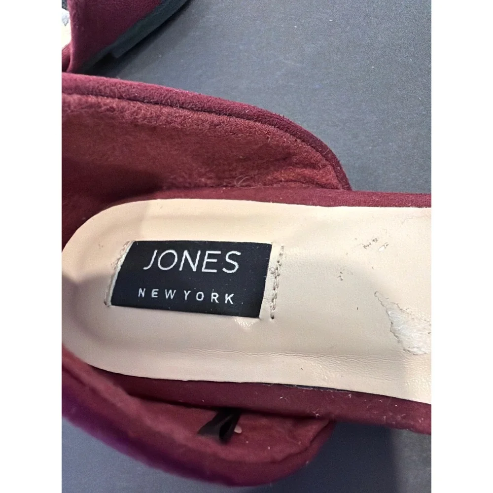 Jones New York Burgundy Sparkly Rhinestones Pointed Toe d'Orsay Flat Shoes 7M